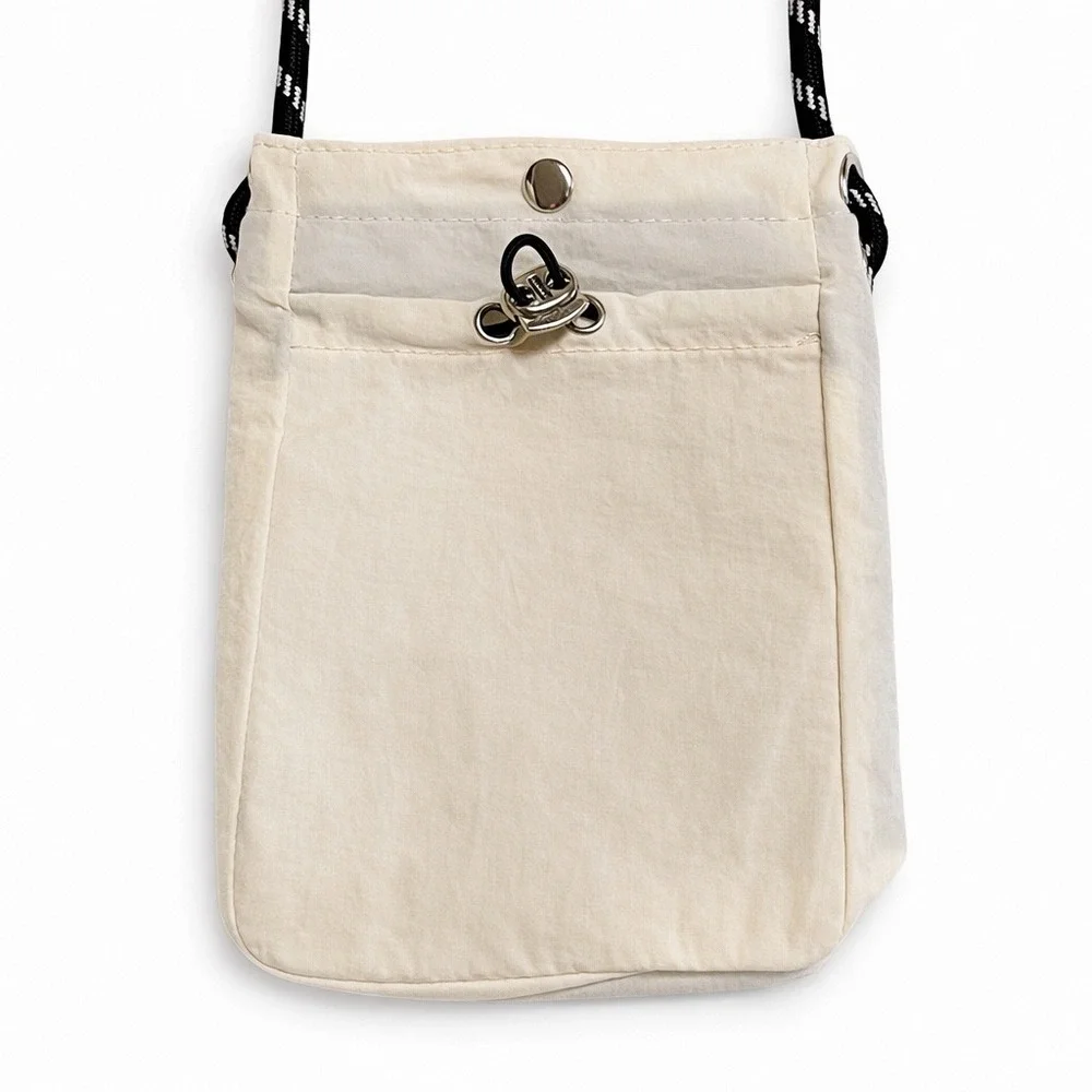 Beige Nylon Utility Crossbody Bag Rope Strap Gorpcore Techwear Pouch‎